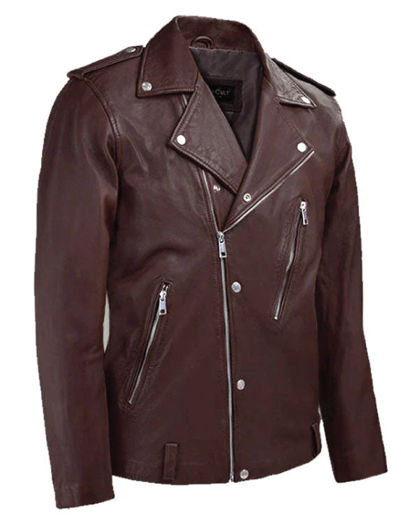 Motorcycle Burgundy Biker Leather Jacket