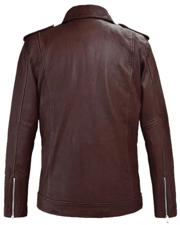 Motorcycle Burgundy Biker Leather Jacket