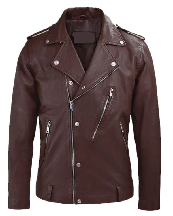 Motorcycle Burgundy Biker Leather Jacket