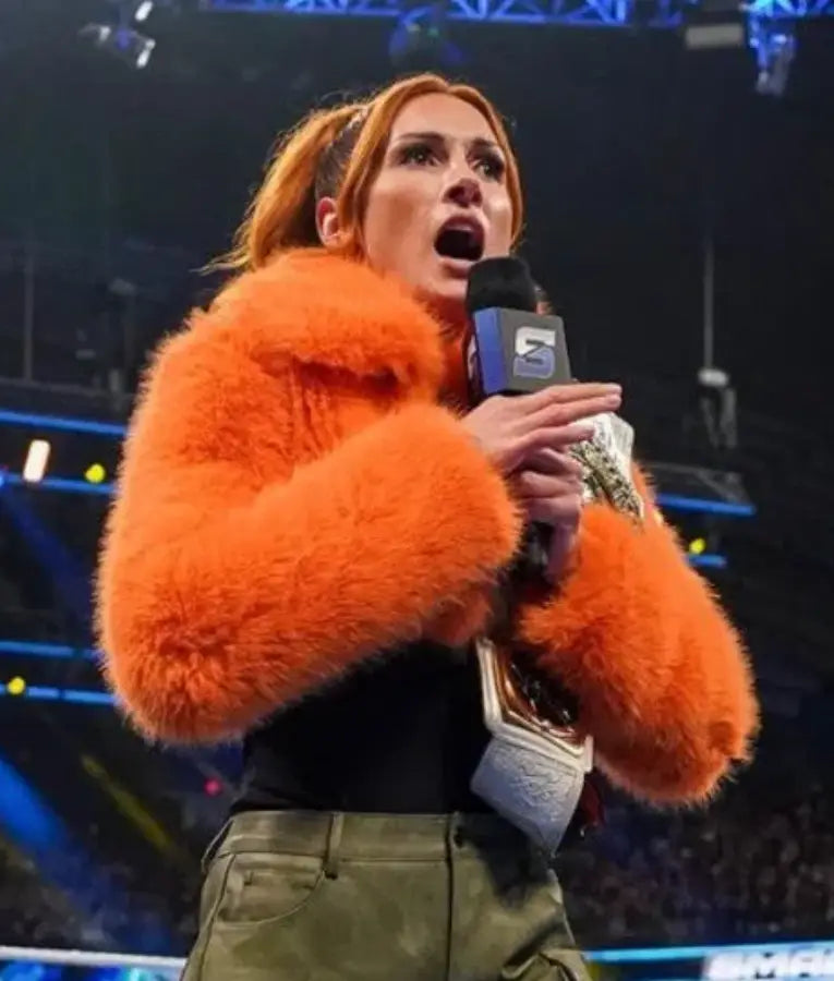 Becky Lynch SmackDown 2025 Fur Cropped Jacket