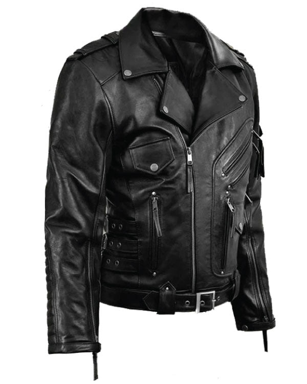 Deadwood Motorbike Black Leather Jacket