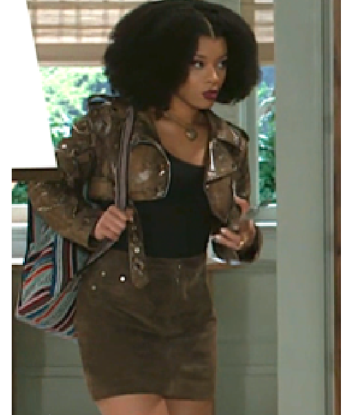 Beyond the Gates 2025 Ambyr Michelle Brown Crop Moto Jacket