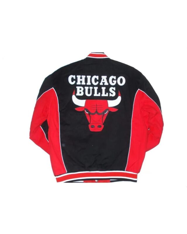 Black Chicago Bulls Polyester Jeff Hamilton Jacket
