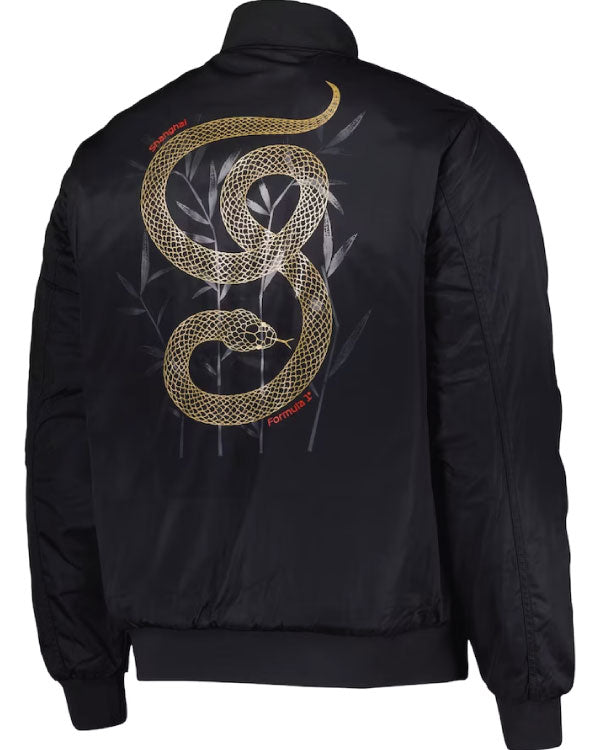 Black Formula 1 Fanatics 2025 China Grand Prix Year of the Snake Bomber Jacket