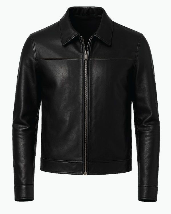 Black Harrington Lambskin Leather Jacket