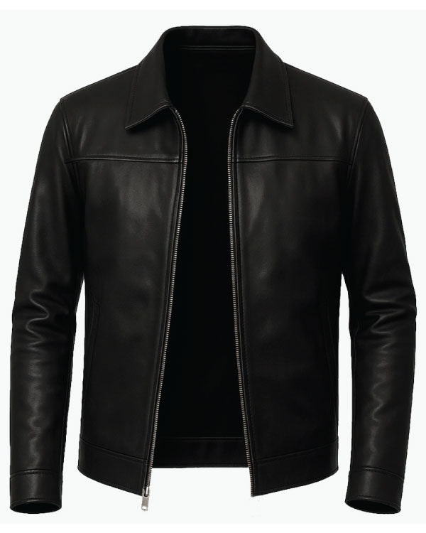Black Harrington Lambskin Leather Jacket