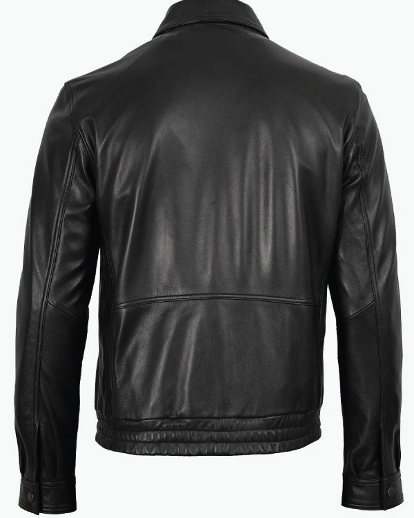 Black Harrington Real Leather Jacket