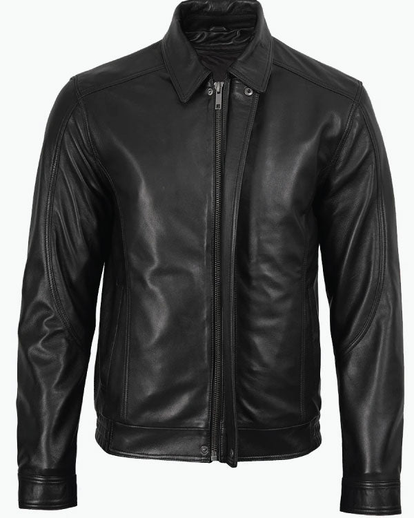 Black Harrington Real Leather Jacket
