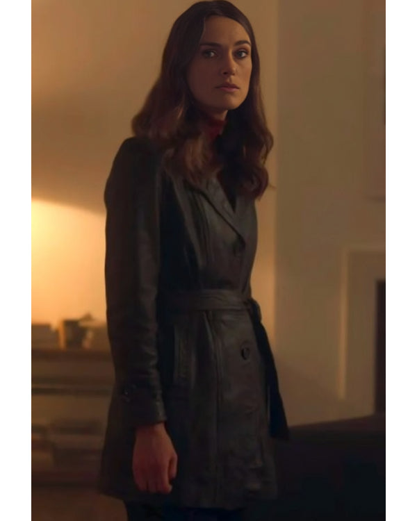 Black Doves Keira Knightley Brown Leather Coat