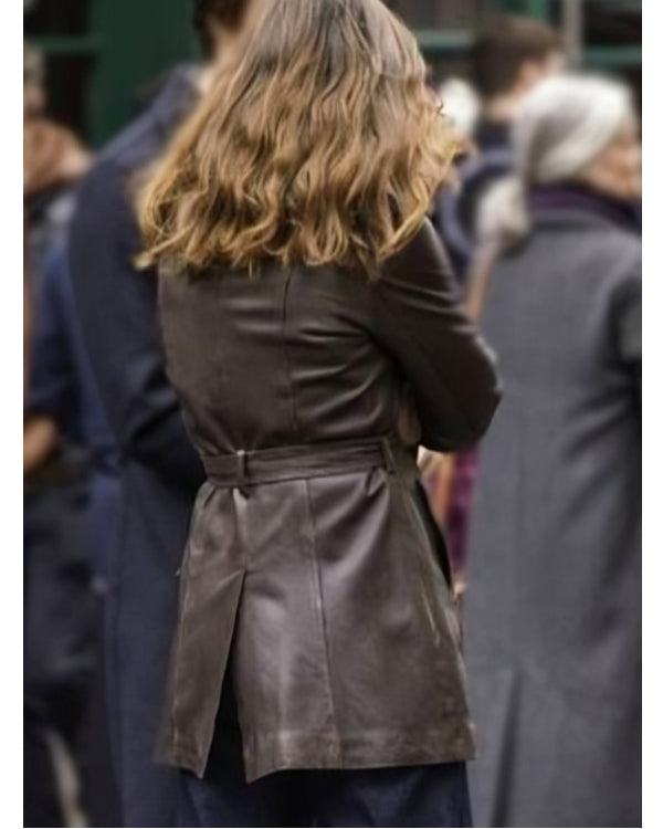 Black Doves Keira Knightley Brown Leather Coat