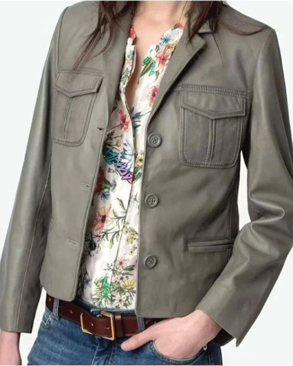 Bold And The Beautiful Katie Logan Grey Leather Jacket