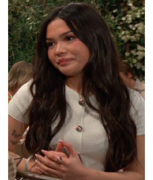 Bold and the Beautiful 2025 Lisa Yamada White Crop Cardigan