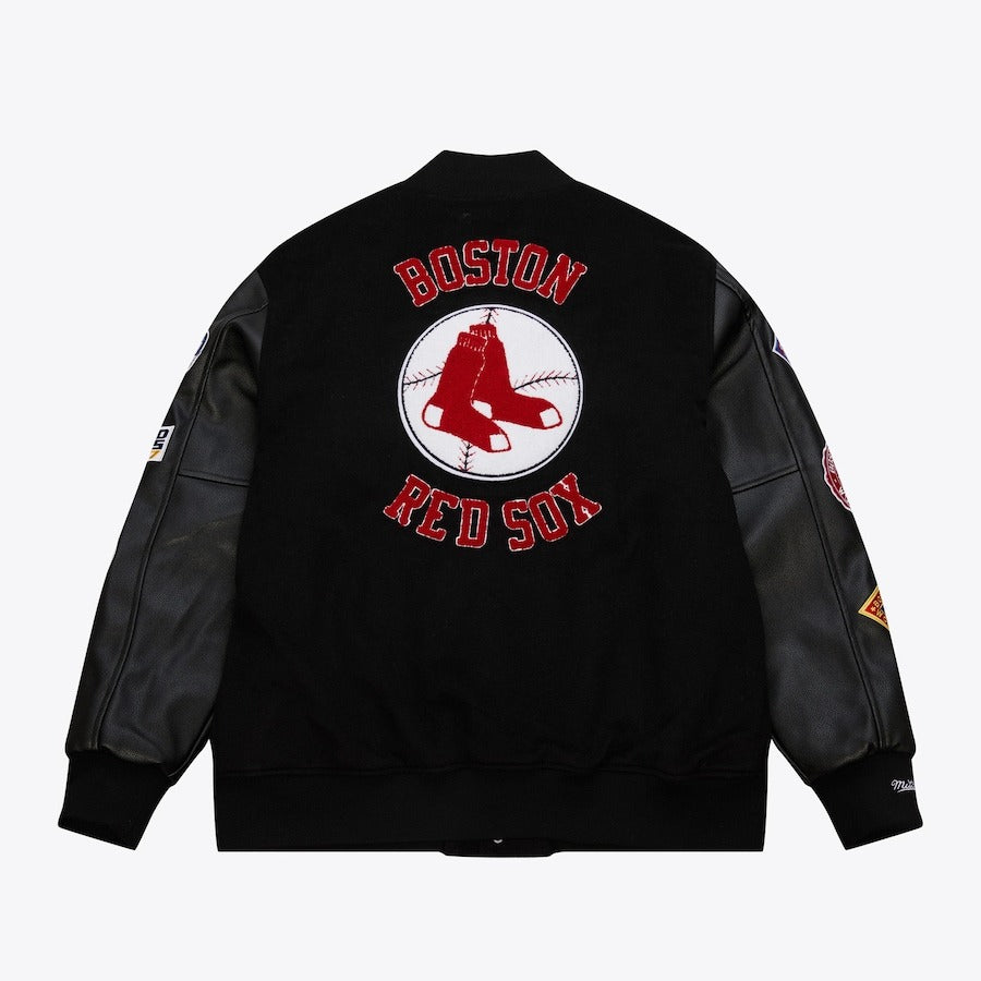 BostonRedSoxBlackOutVintageLogoVarsityJackets