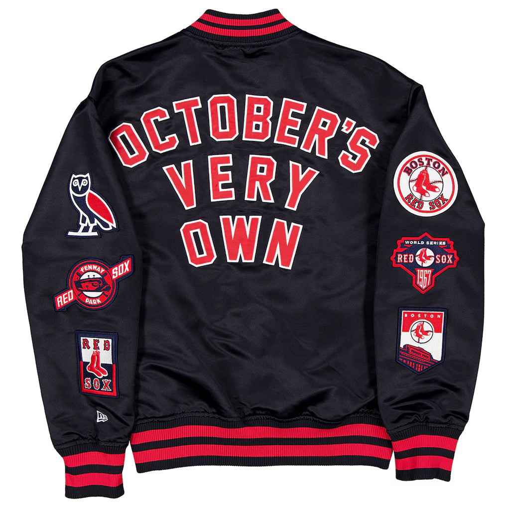 Boston Red Sox OVO x New Era Twill Black Satin Jacket