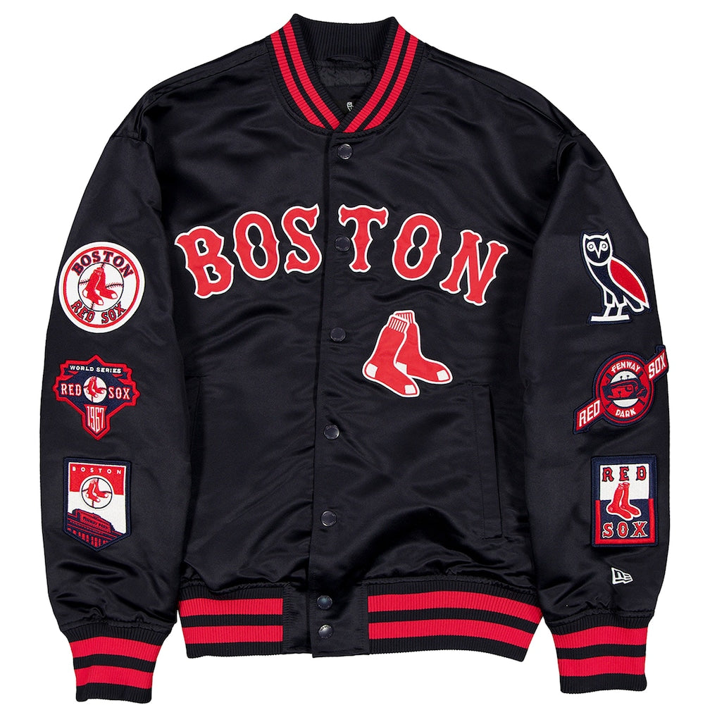Boston Red Sox OVO x New Era Twill Black Satin Jacket