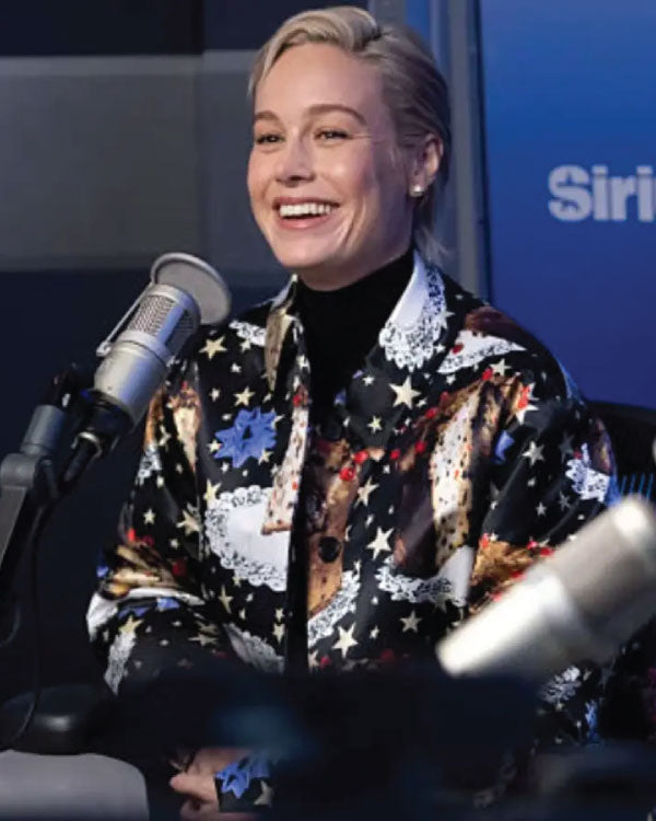 Brie Larson SiriusXM Studios 2025 Printed Long Coat