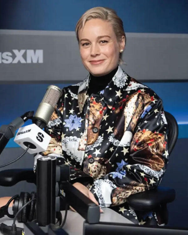 Brie Larson SiriusXM Studios 2025 Printed Long Coat
