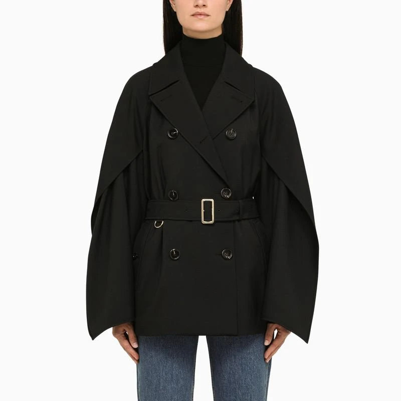 Burberry Black Double Breasted Wool Jacket