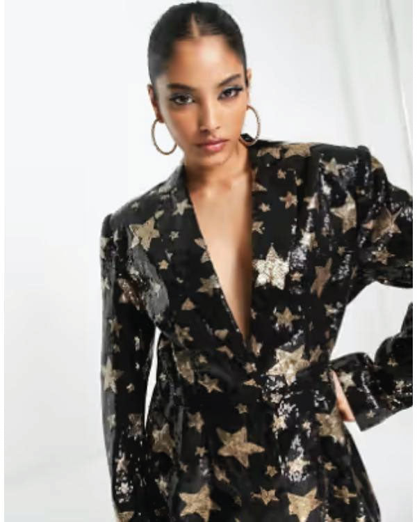 Call Me Bae S01 Ananya Panday Sequin Star Black Blazer