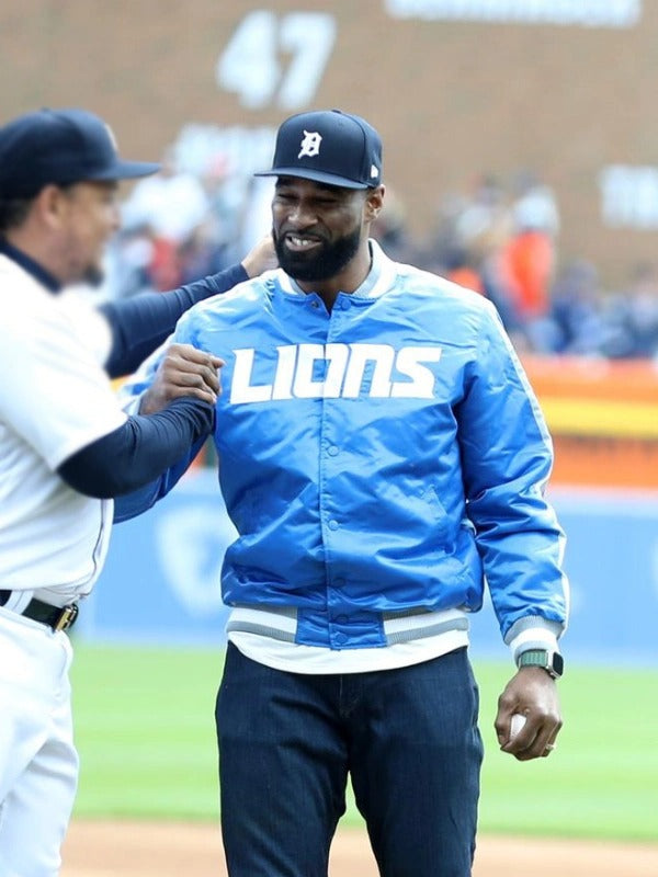 Detroit Lions Calvin Johnson Blue Varsity Jacket