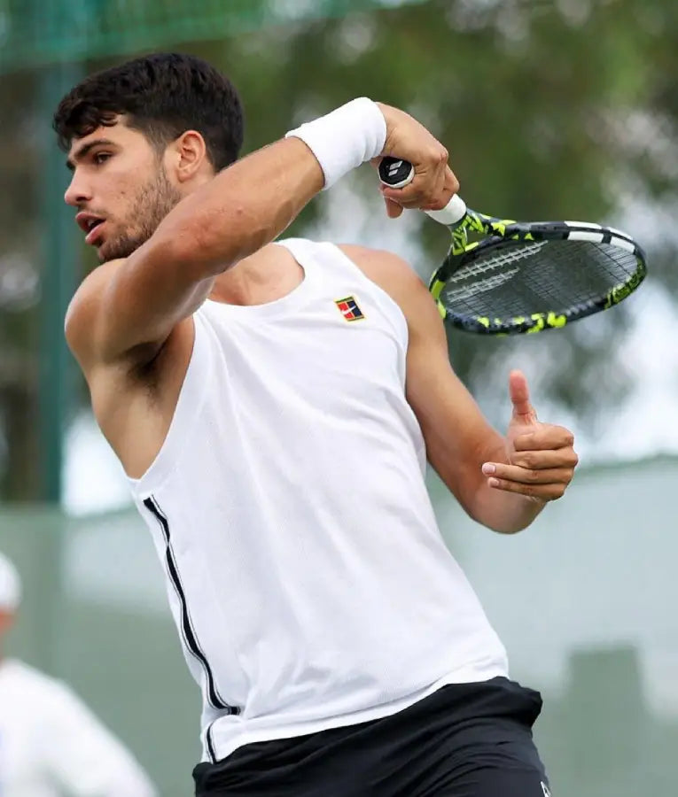 Carlos Alcaraz Training Session 2025 White Tank Top