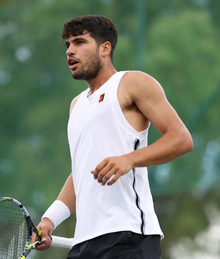 Carlos Alcaraz Training Session 2025 White Tank Top