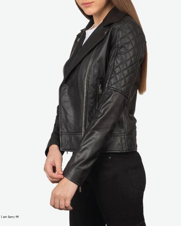 Carolyn Quilted Black Biker Jacket