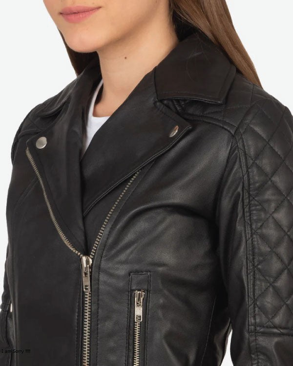 Carolyn Quilted Black Biker Jacket