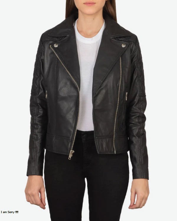 Carolyn Quilted Black Biker Jacket
