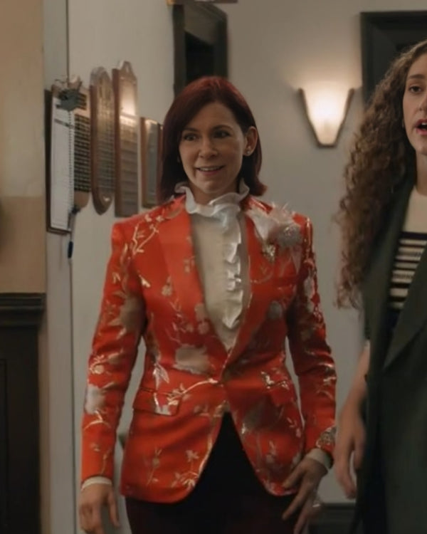 Elsbeth 2024 Carrie Preston Orange Jacquard Blazer