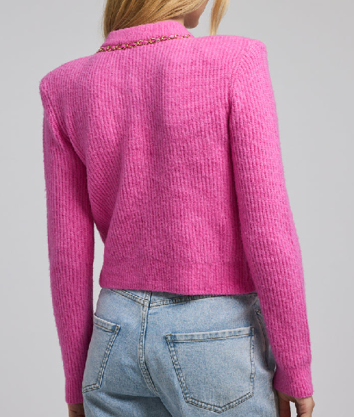 Elsbeth S02 Carrie Preston Pink Chain Cardigan