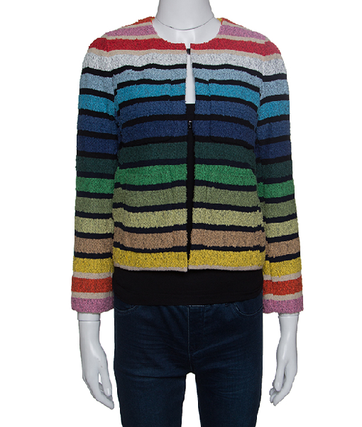Elsbeth S02 Carrie Preston Rainbow Striped Tweed Jacket