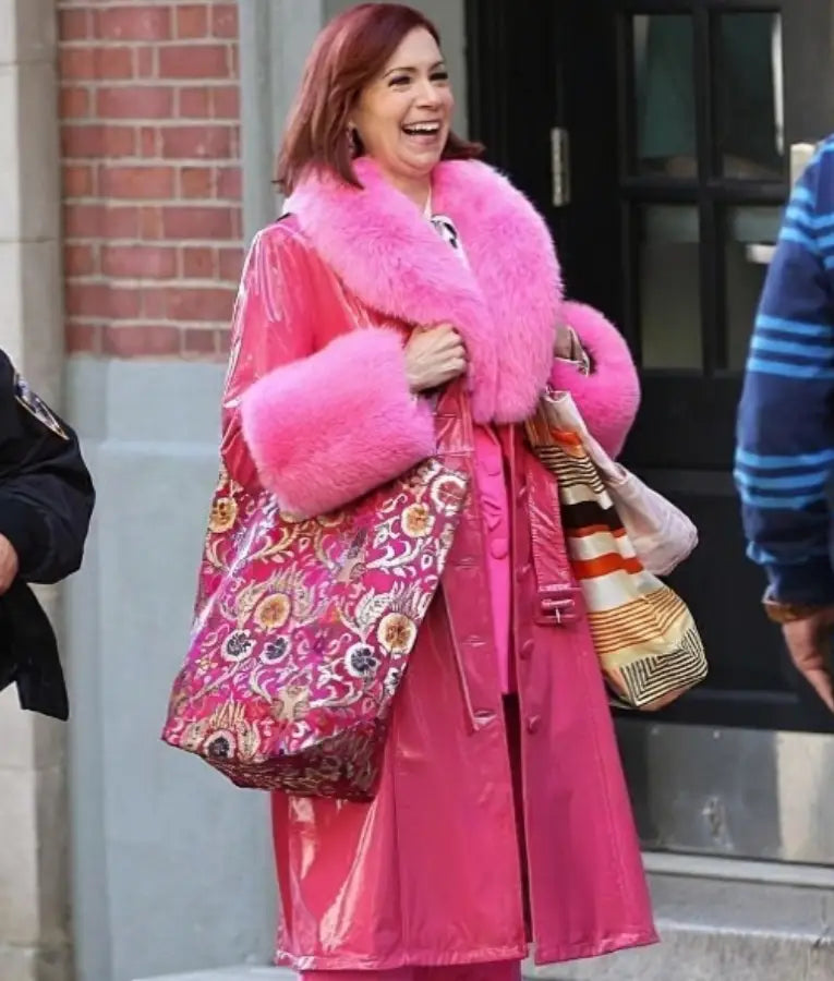Carrie Preston Elsbeth S03 Pink Leather Long Coat