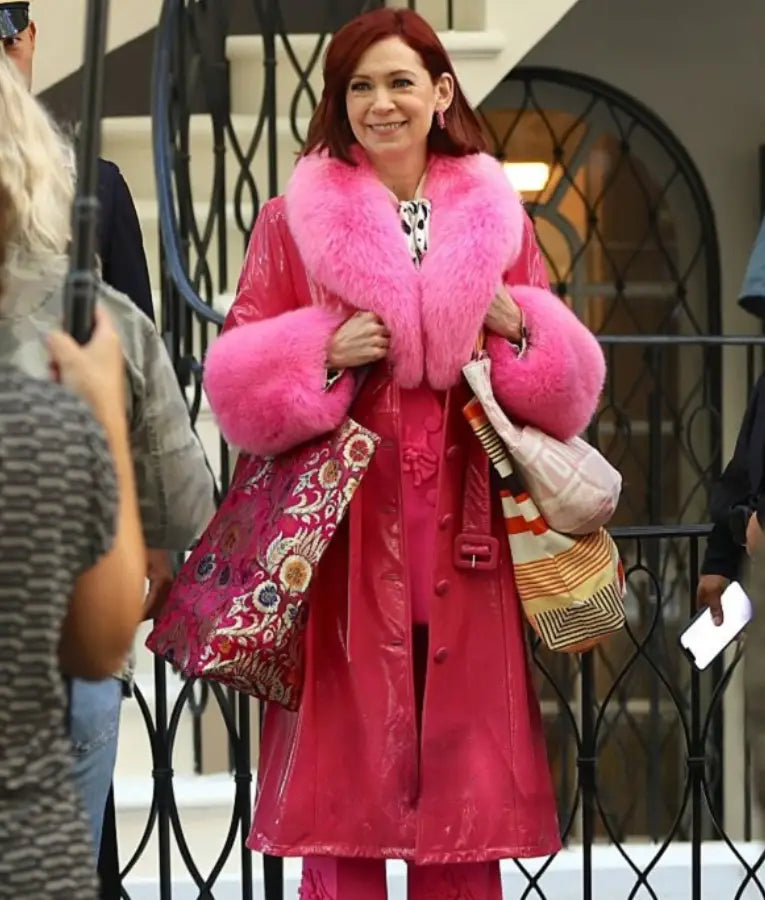 Carrie Preston Elsbeth S03 Pink Leather Long Coat