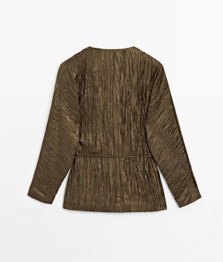 Casados A Primeira Vista S05 Cris Carvalho Metallic Pleated Shirt