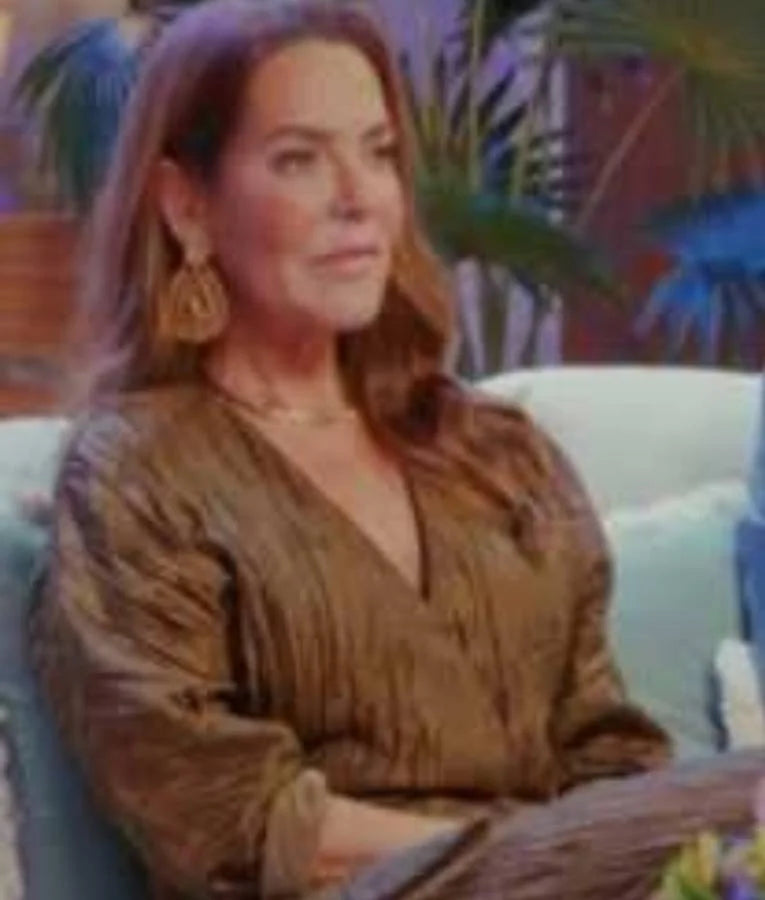 Casados A Primeira Vista S05 Cris Carvalho Metallic Pleated Shirt