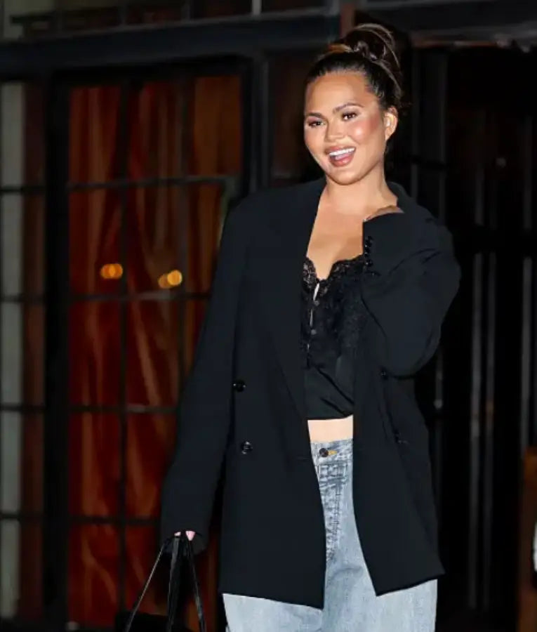 Chrissy Teigen NYC 2025 Black Blazer