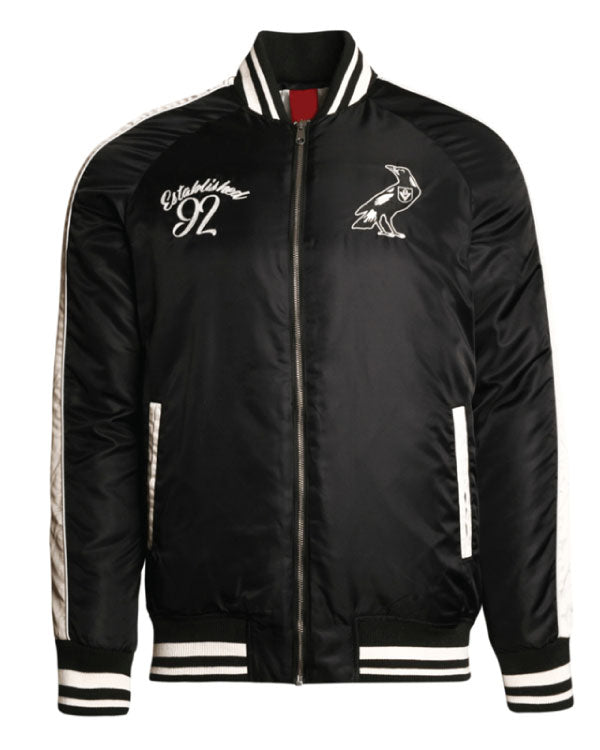 Collingwood Magpies Vintage Black Bomber Full-Zip Jacket