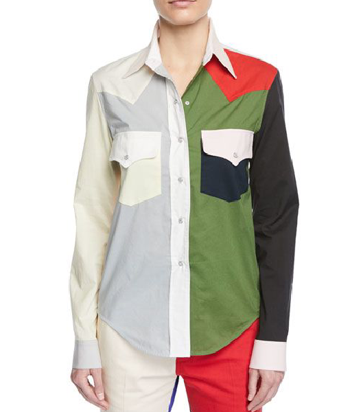 And Just Like That S03 Cynthia Nixon Colorblock Western Shirt