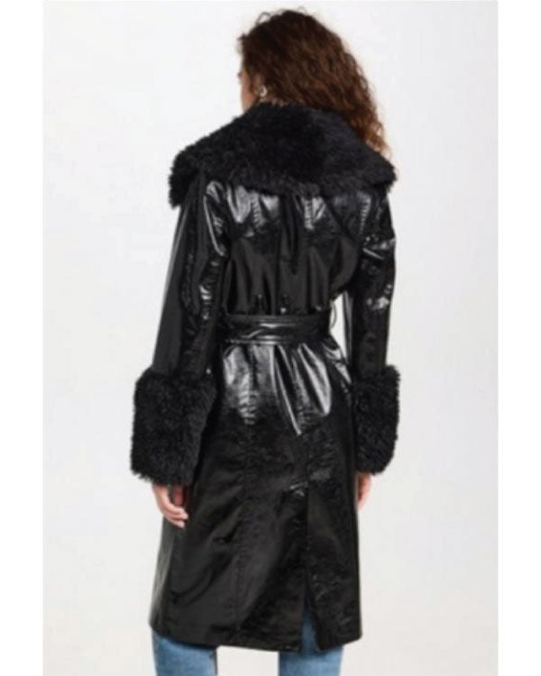 Daddy Issues S02 Aimee Lou Wood Fur Trim Leather Coat