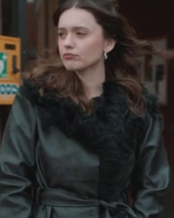 Daddy Issues S02 Aimee Lou Wood Fur Trim Leather Coat