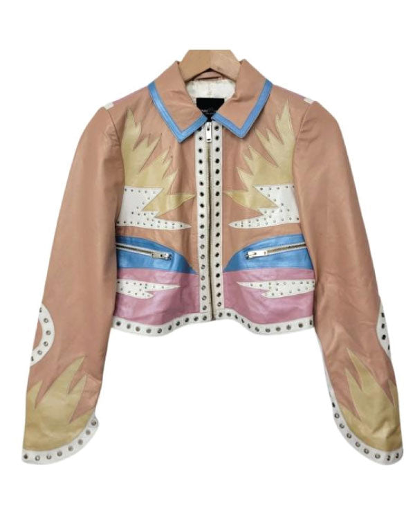 Daddy Issues S02 Studded Cropped Pastel Leather Jacket