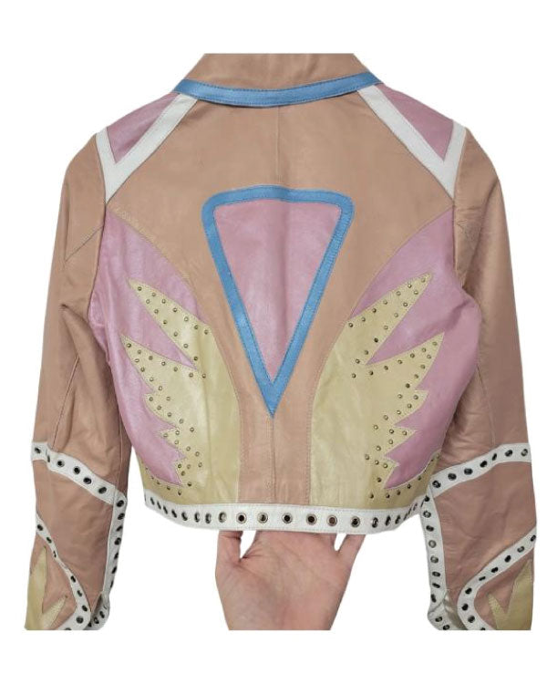 Daddy Issues S02 Studded Cropped Pastel Leather Jacket