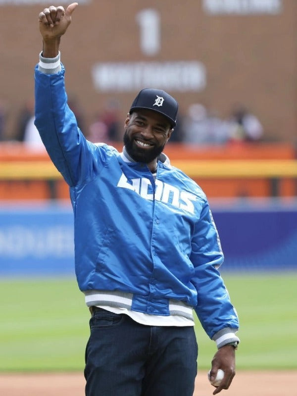 Detroit Lions Calvin Johnson Blue Varsity Jacket