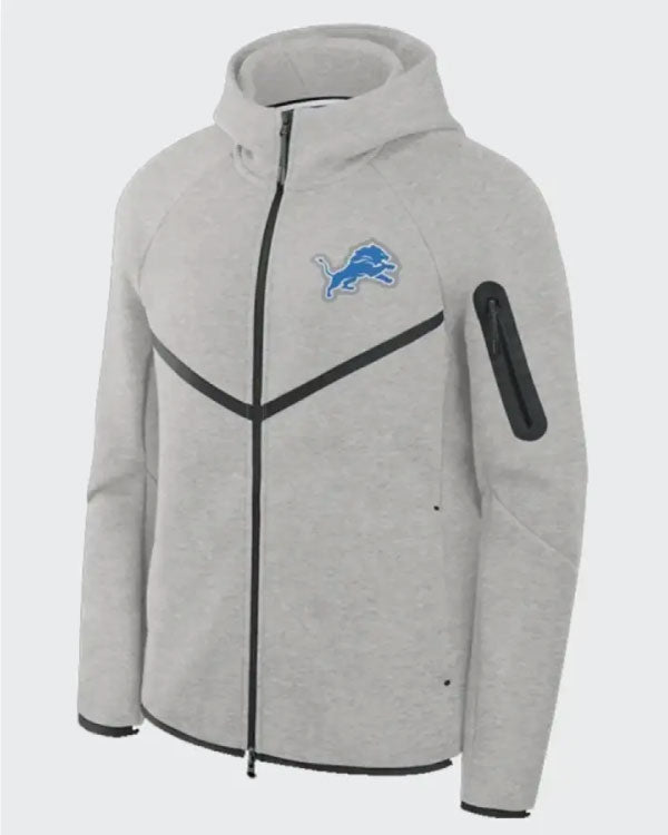 Detroit Lions Grey Tech Fleece Windrunner Hoodie