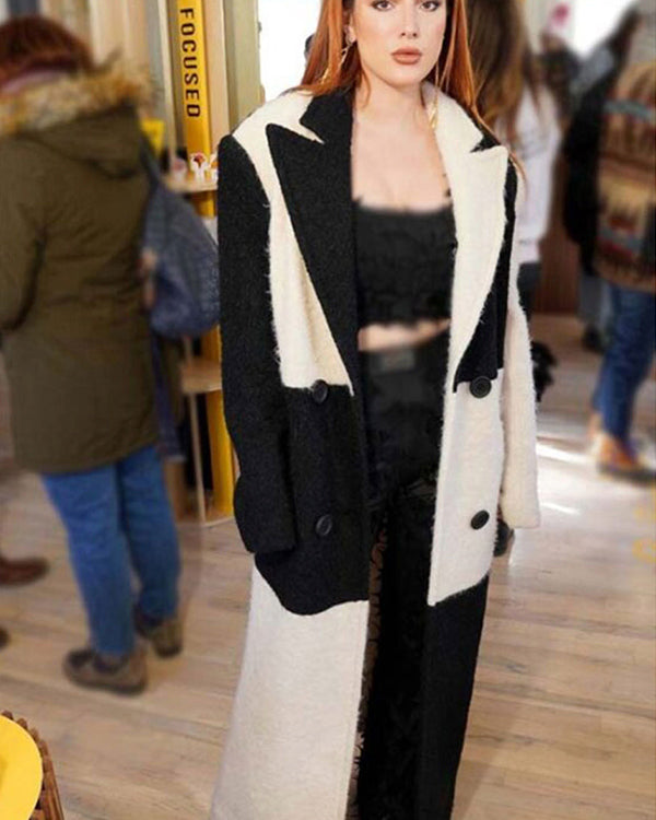 Divinity 2023 Bella Thorne Black & White Color-Block Trench Coat