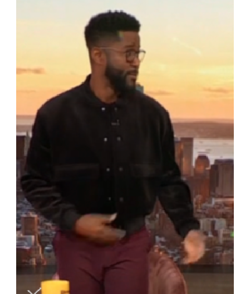 Drew Barrymore Show 2025 Nate Burleson Velvet Bomber Jacket