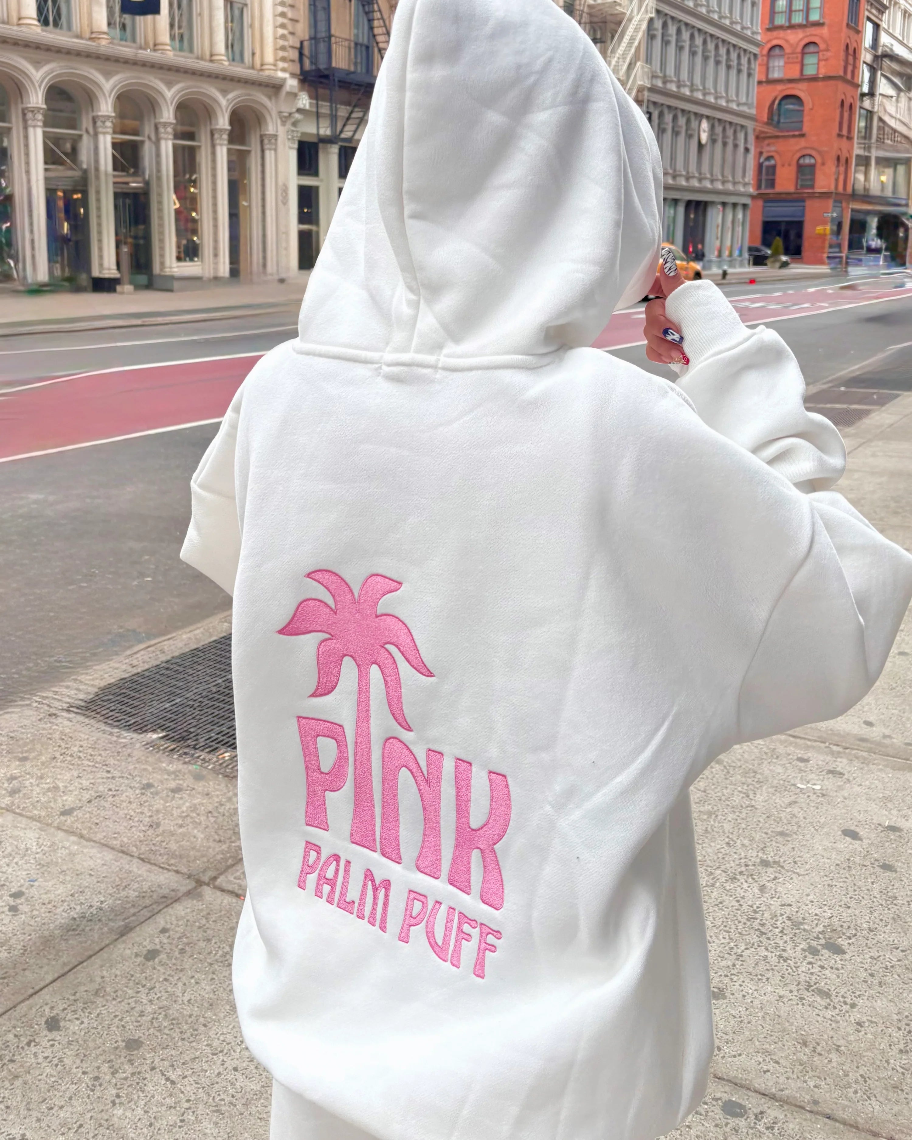 Pink Palm Classic Puff Hoodie in Pink Opal