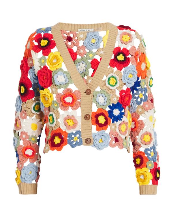 Elsbeth S03 Carrie Preston Cropped Crochet Cardigan