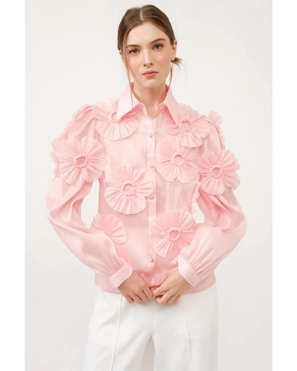 Elsbeth S03 Carrie Preston Pink Floral Silk Blouse